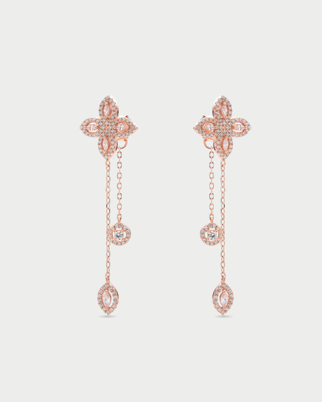 Boucles d’oreilles doubles pendantes Fleur de vie - ROSE