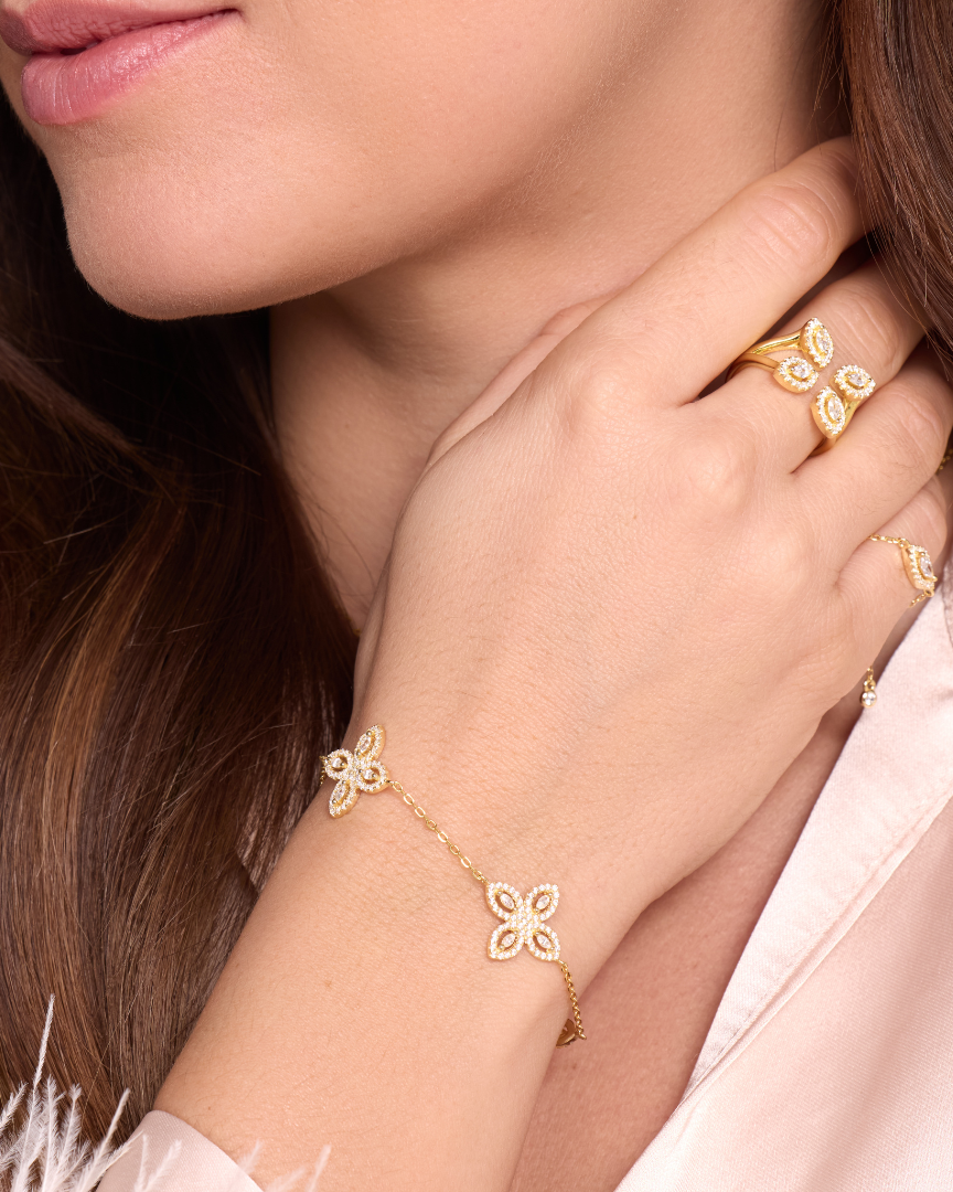 Bracelet Fleur Éternelle - BLANC