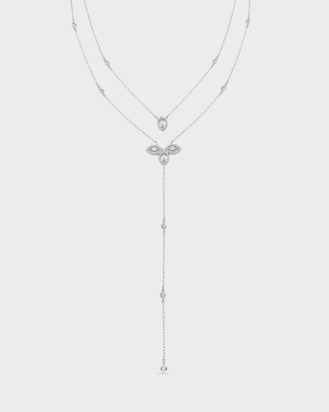 Sautoir double Fleur de vie - BLANC