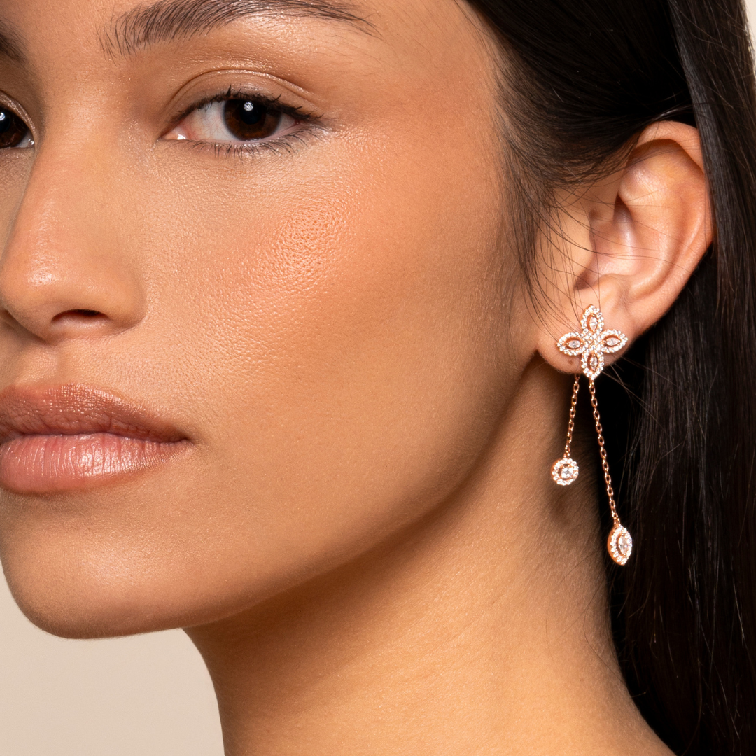 Boucles d’oreilles doubles pendantes Fleur de vie - DORÉ