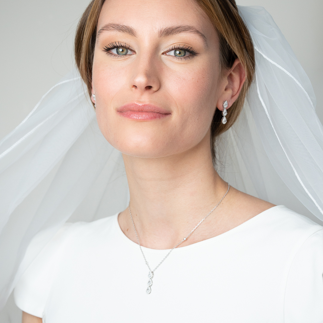 Boucles d'oreilles trois poires Infini - BLANC