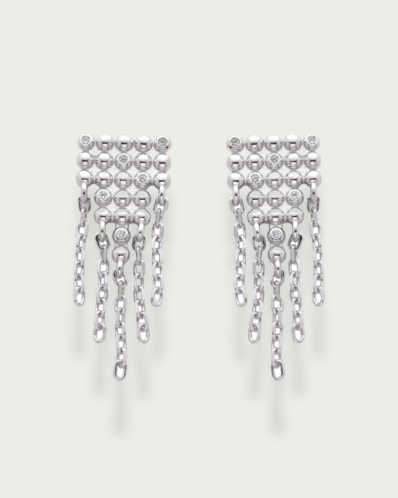 Boucles d'oreille Square Cascade - BLANC