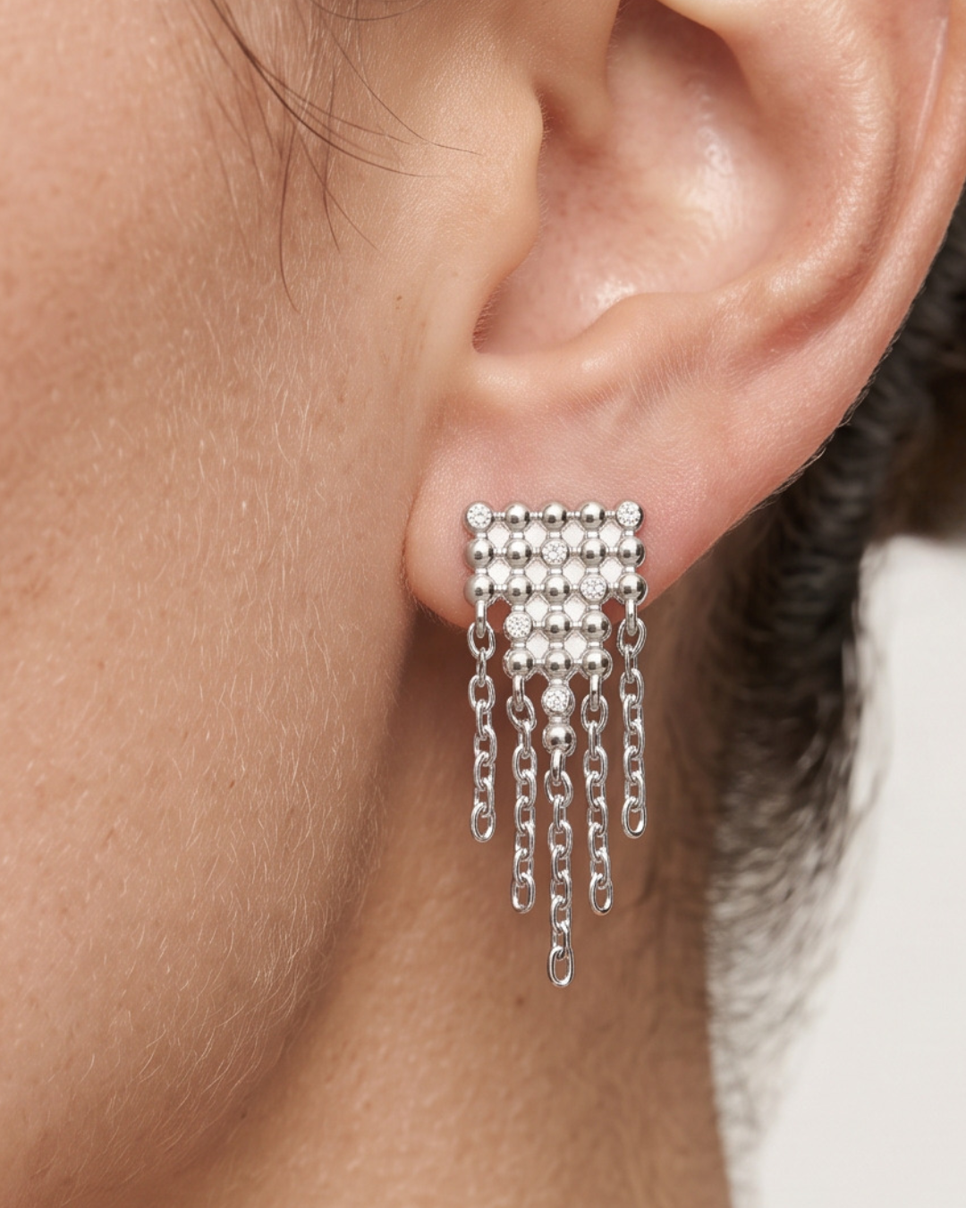 Boucles d'oreille Square Cascade - BLANC