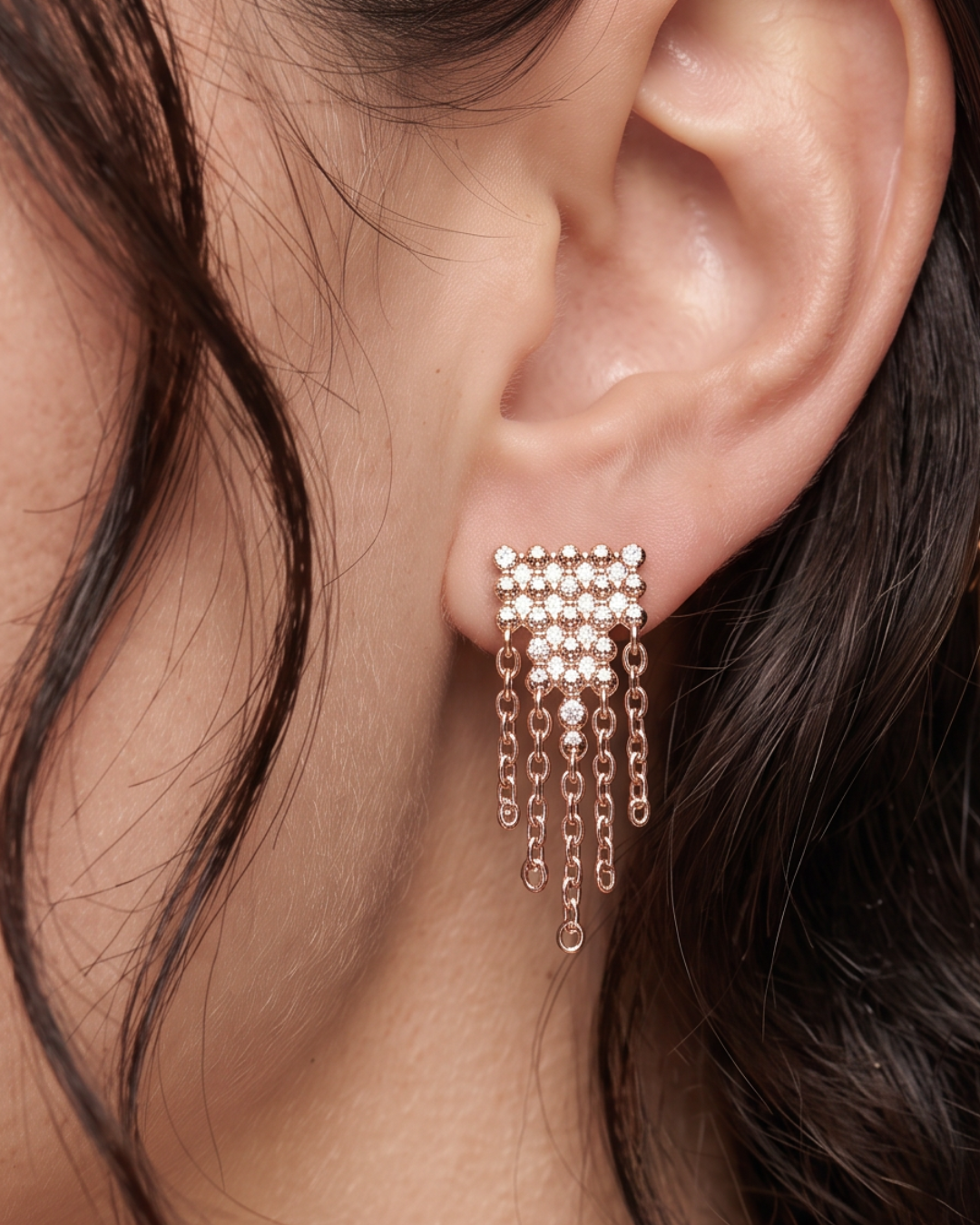 Boucles d'oreille Square Cascade - ROSE