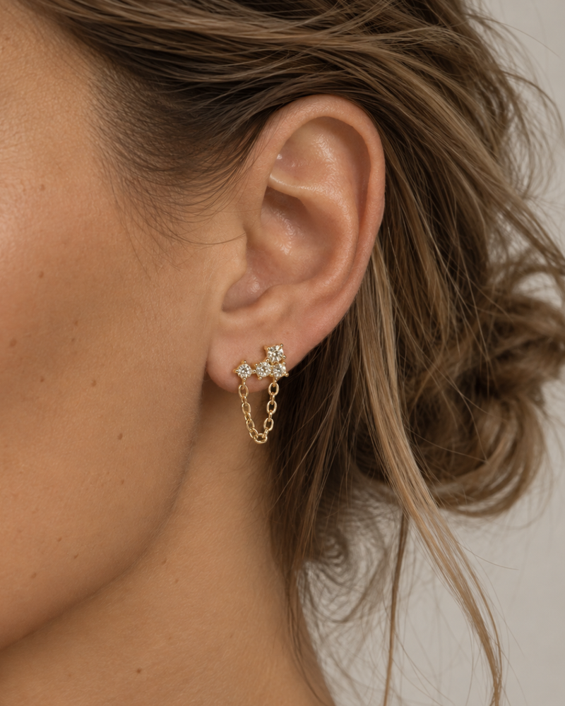 Boucles d'oreille Mini Comète Chaine - DORÉ
