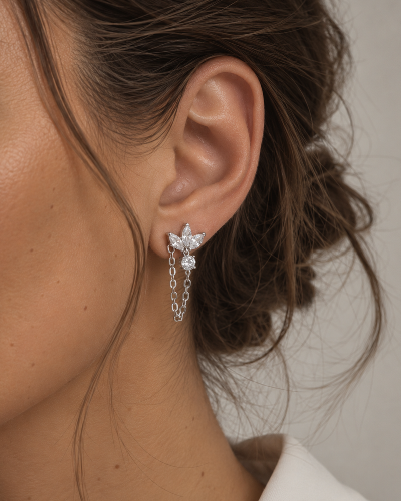 Boucles d'oreille 3 Marquises chaine - BLANC