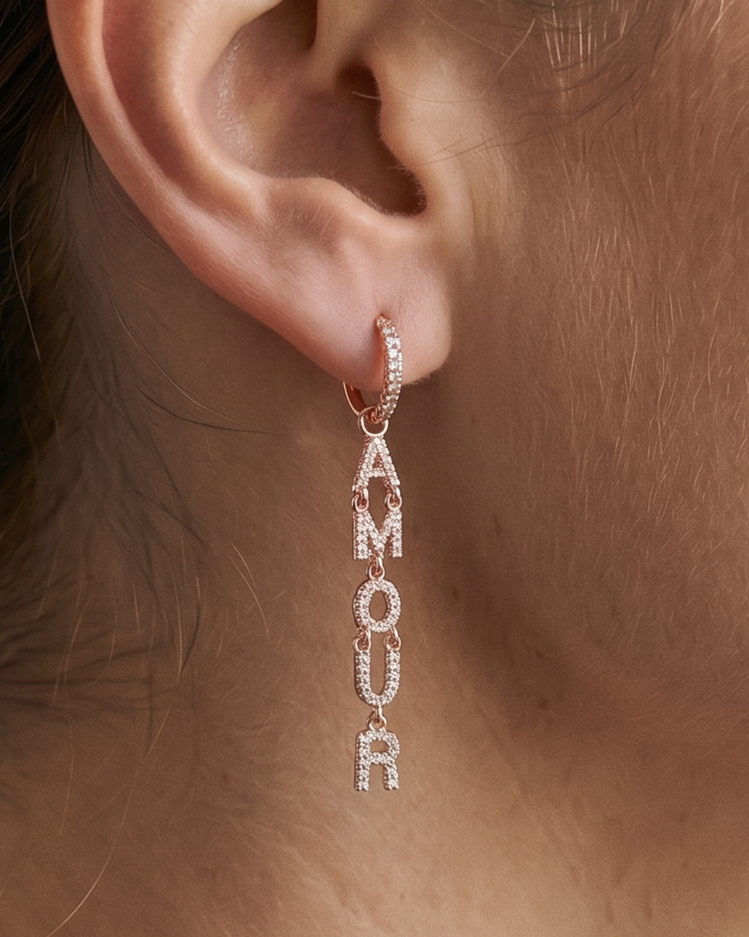 Boucles pendantes AMOUR - ROSE