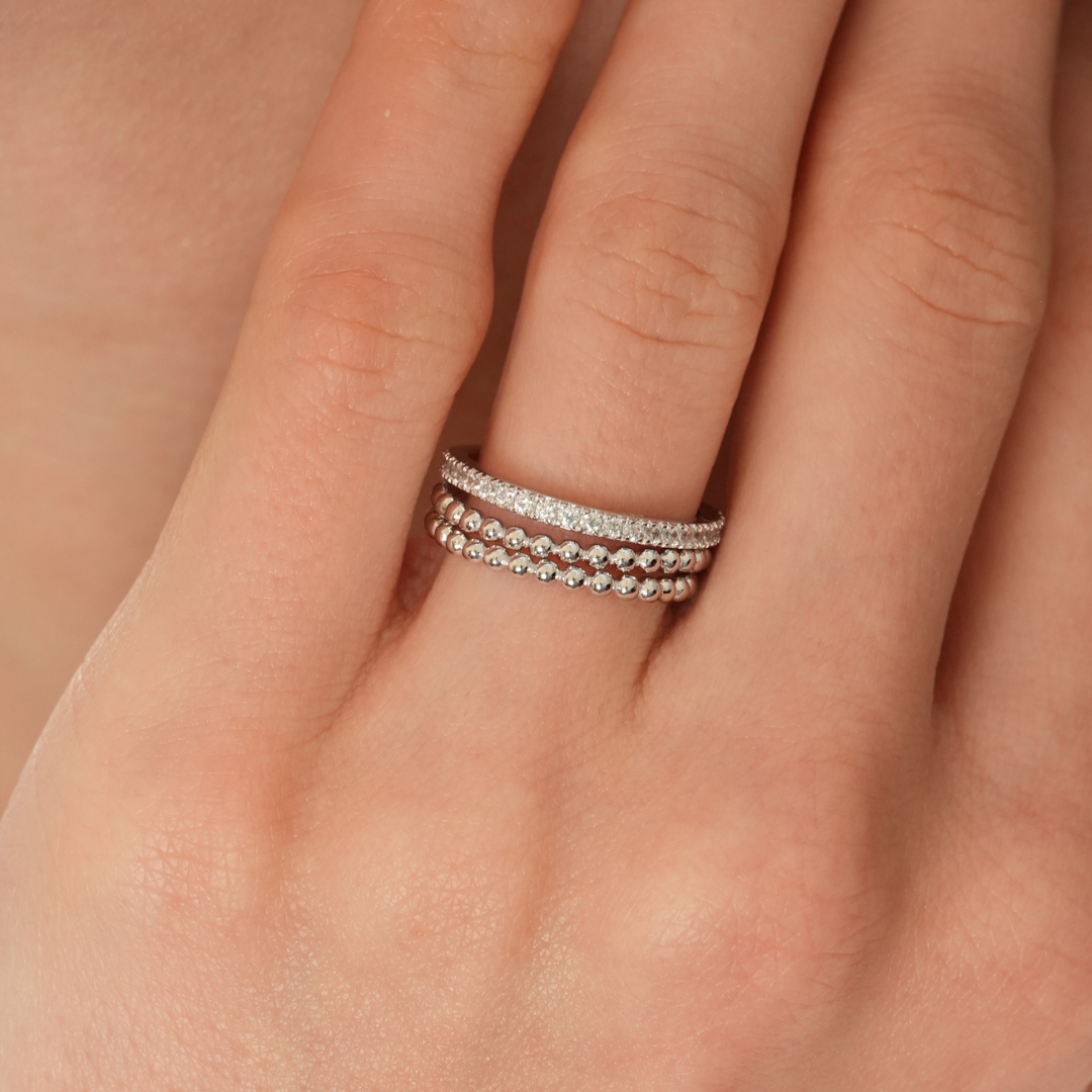 Bague trois rangs Intemporel - BLANC