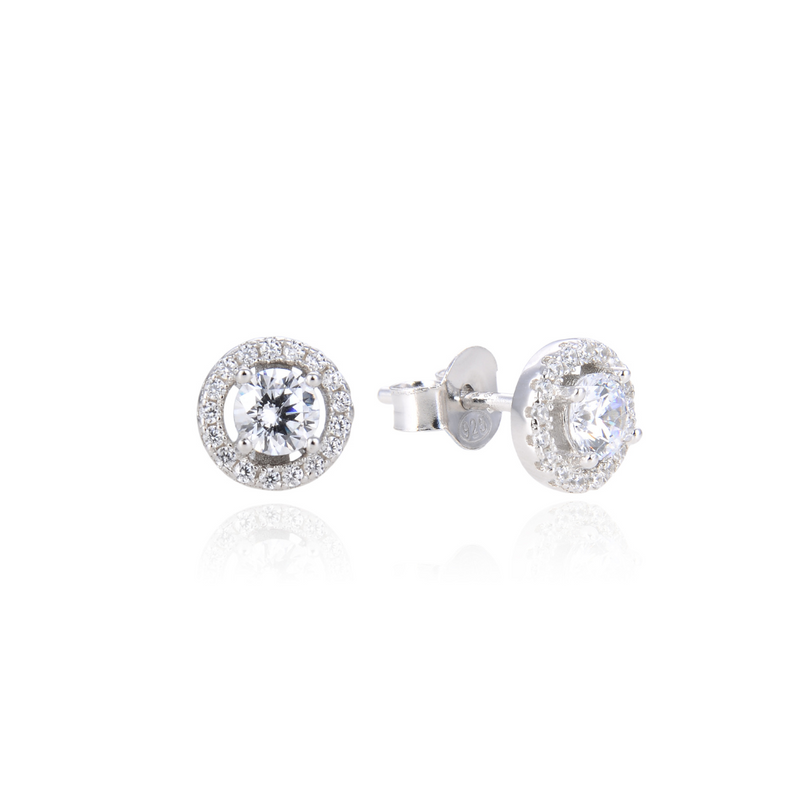 Round crimped stud earrings - WHITE