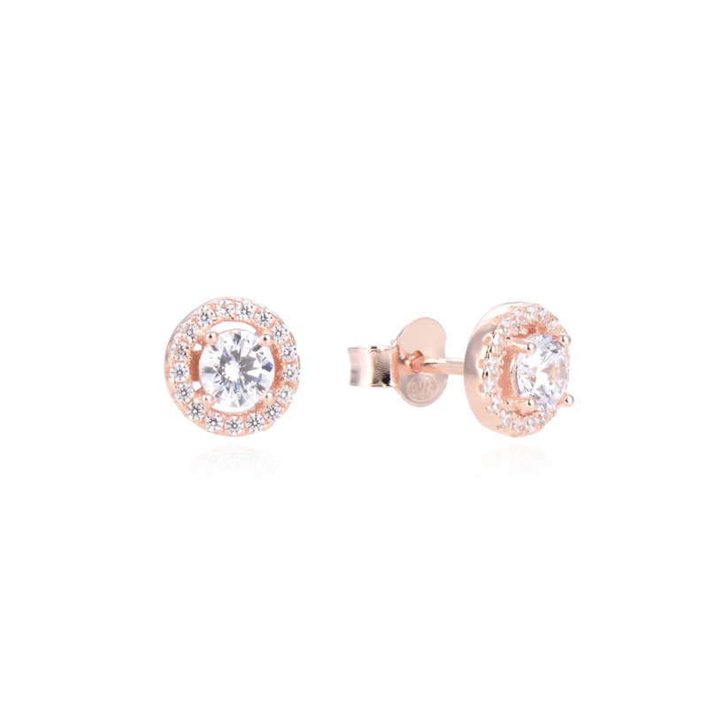 Round crimped stud earrings - PINK