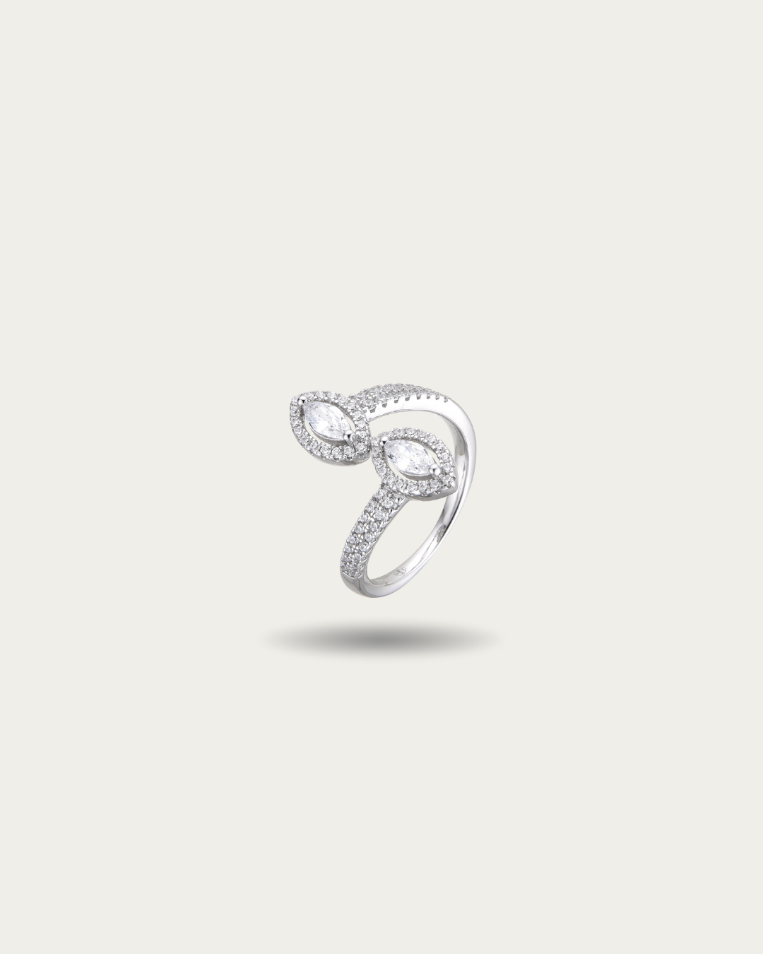 Bague double marquise Fleur de vie - BLANC