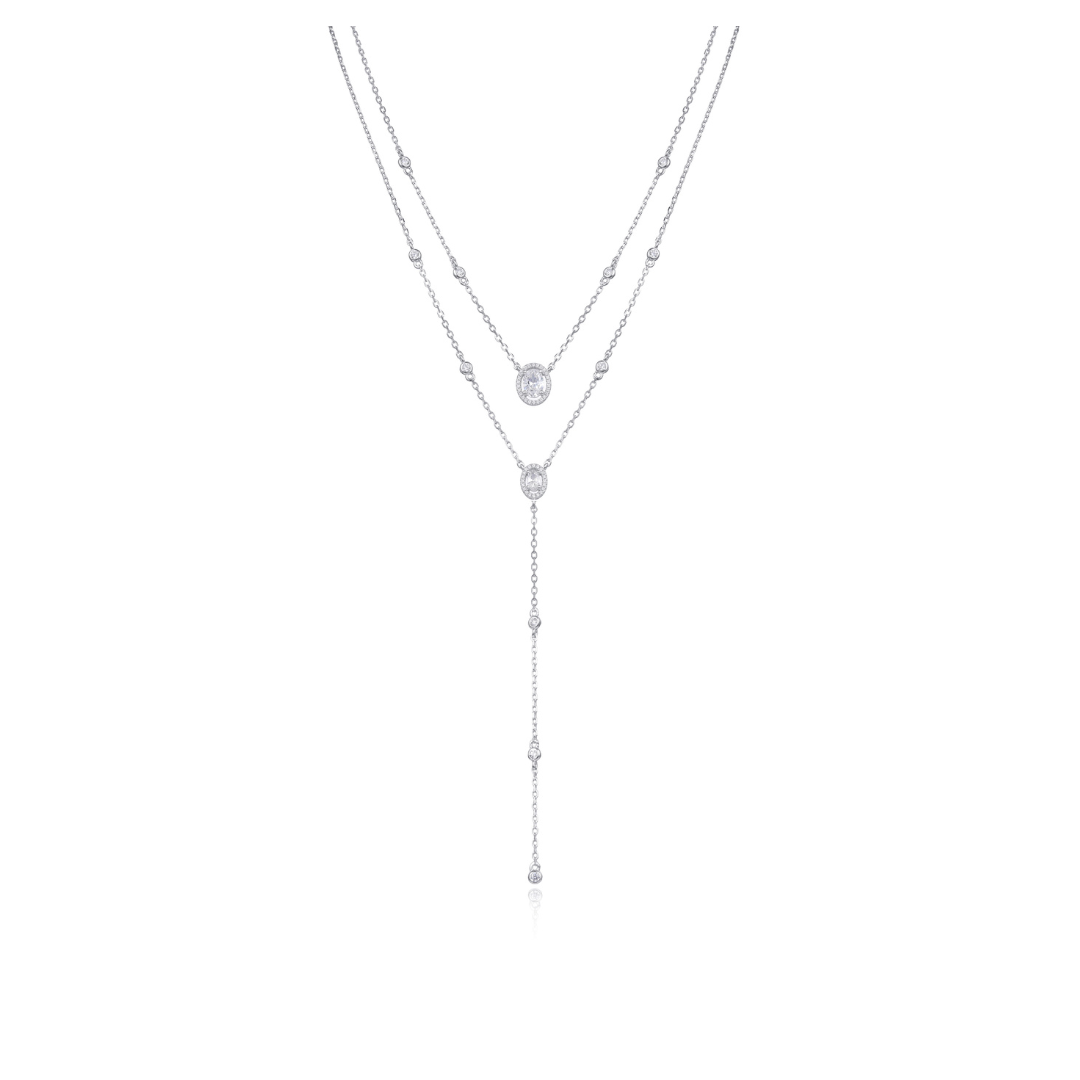 Sautoir double ovales Infini Rond - BLANC