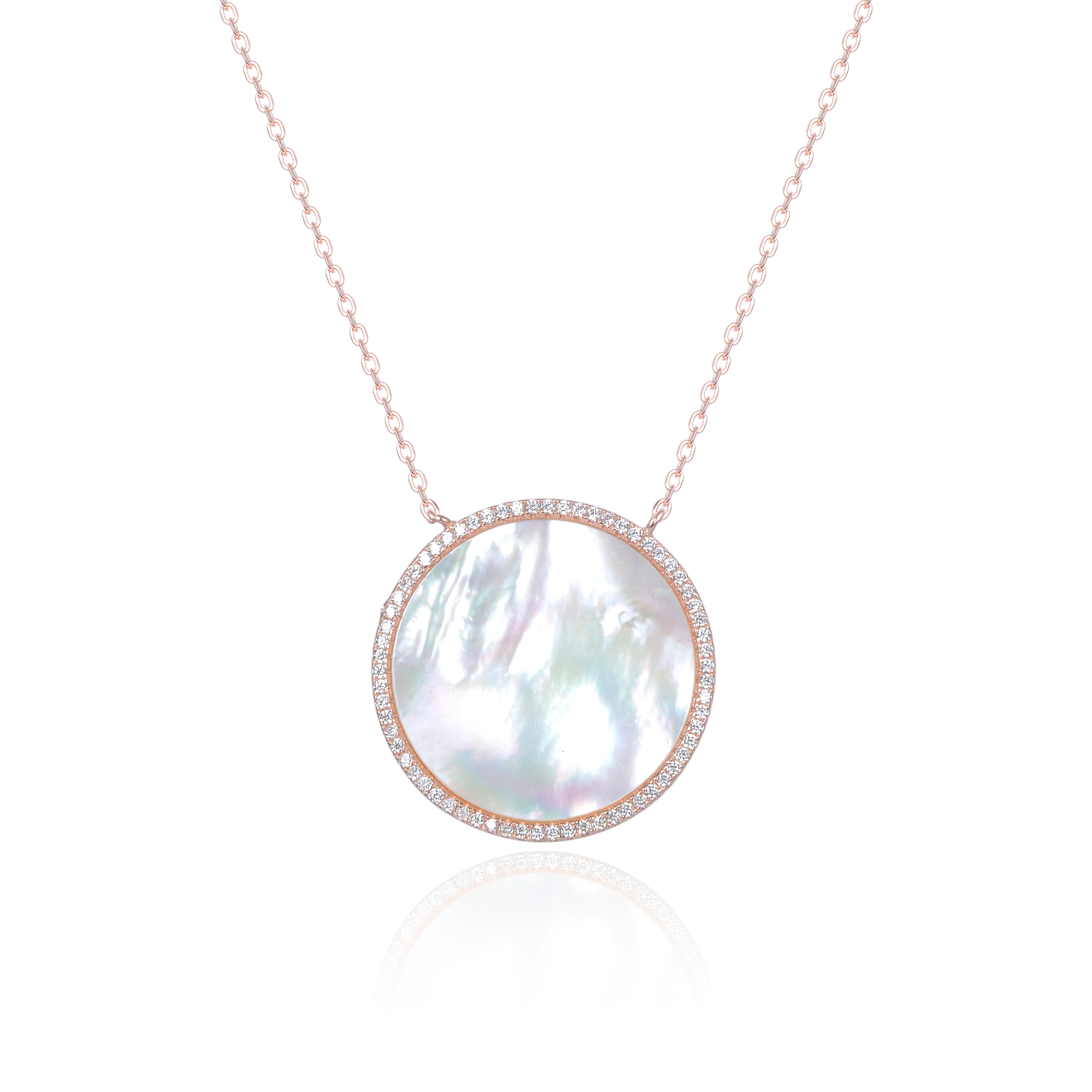Collier grande médaille nacre - ROSE