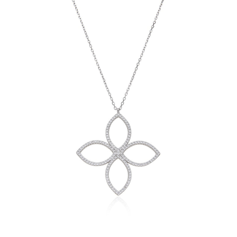 Collier pendant Fleur Éternelle - BLANC