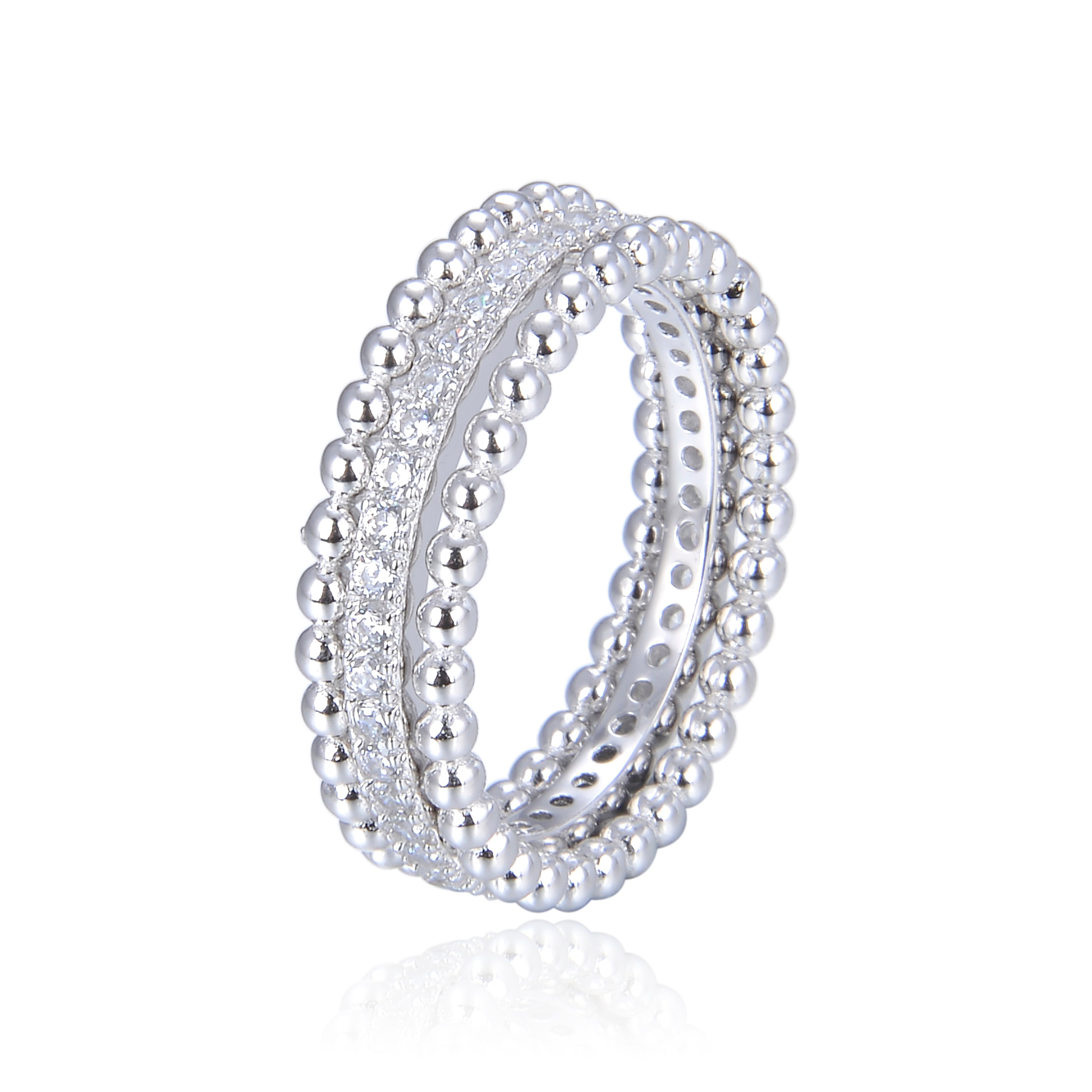 Bague trois rangs Intemporel - BLANC