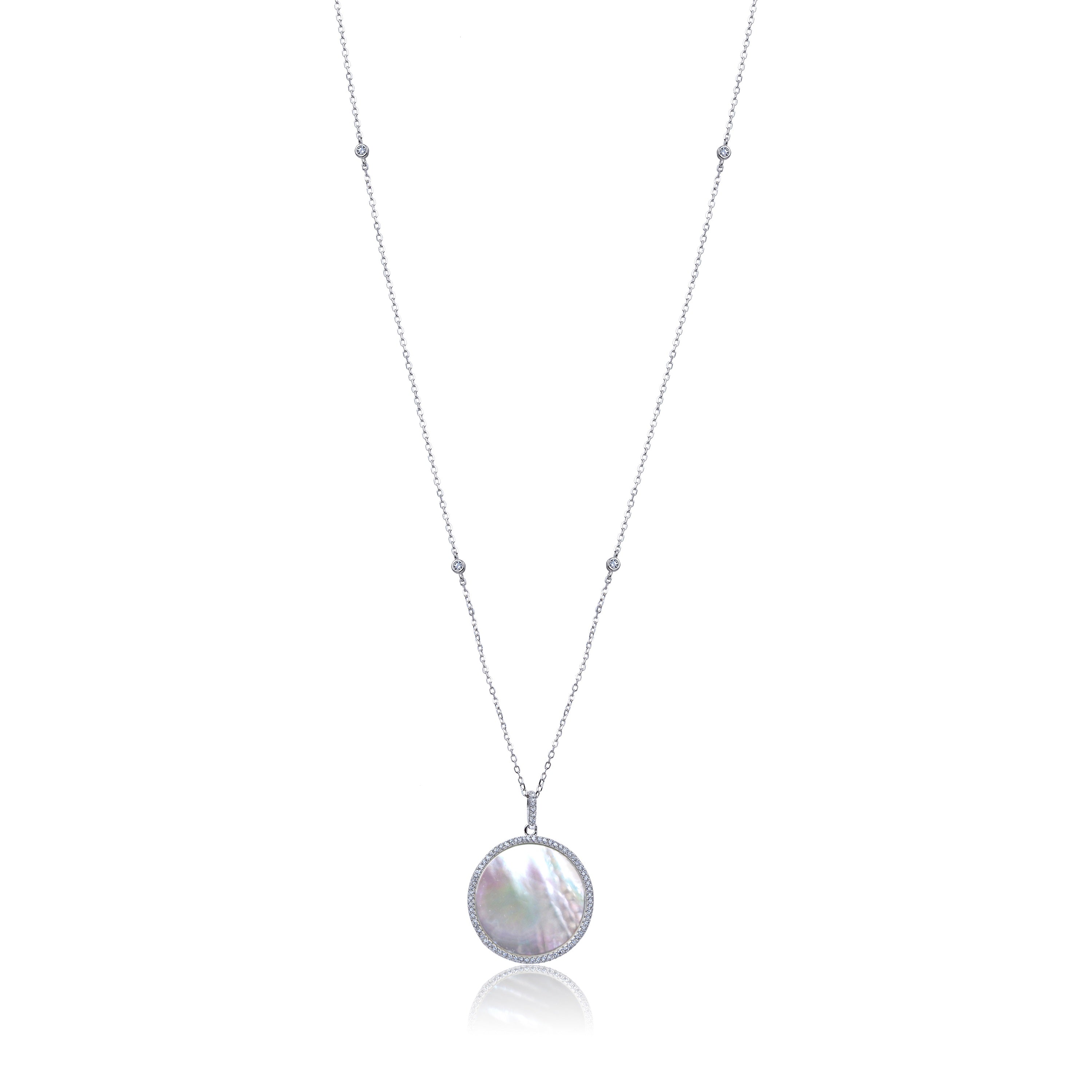 Sautoir petite médaille nacre - BLANC