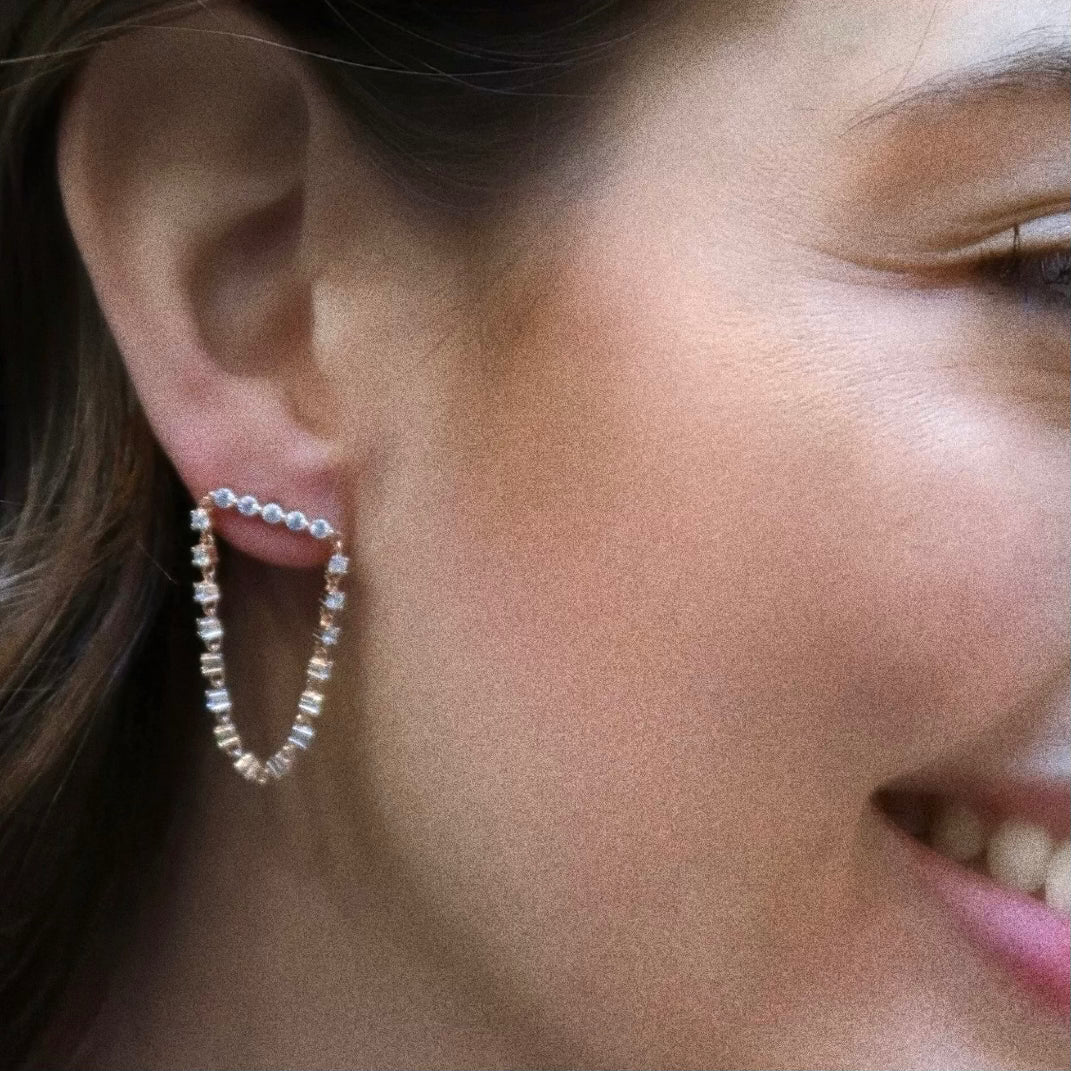 Boucles d'oreilles rivière arceau - ROSE
