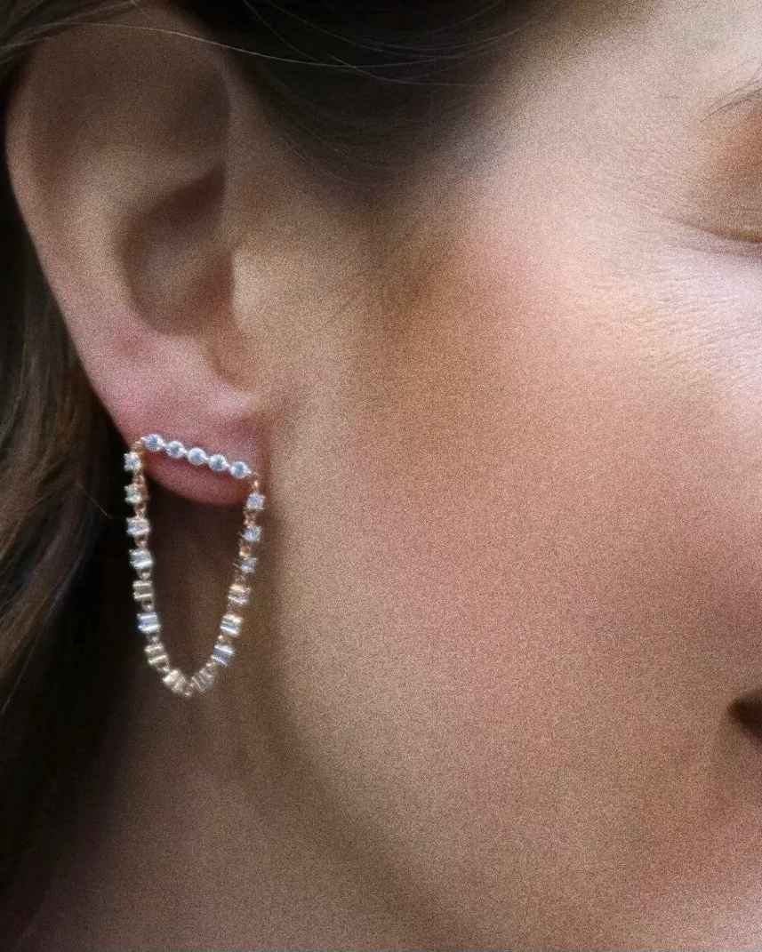Boucles d'oreilles rivière arceau - BLANC