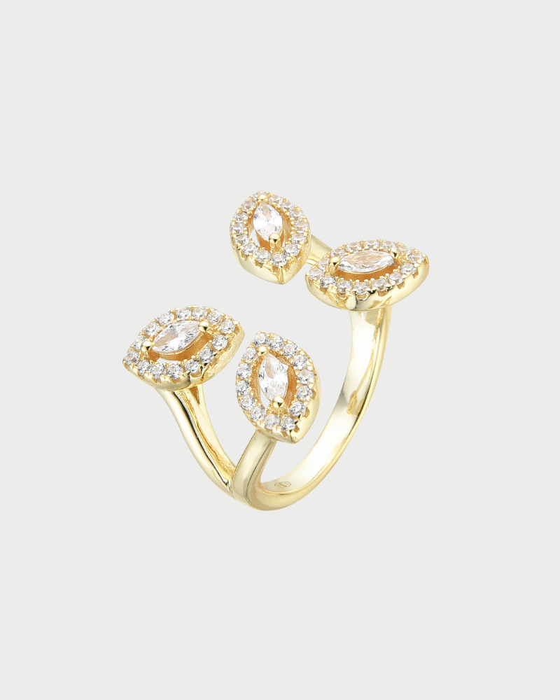 Bague Fleur Éternelle doré GENA Jewelry en argent 925 doré et zircons