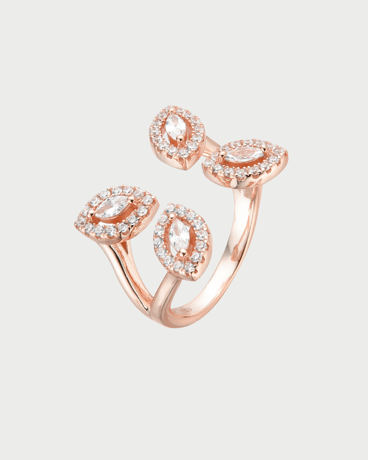 Bague Fleur Éternelle rose GENA Jewelry en argent 925 doré à l’or rose et zircons