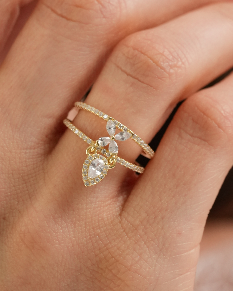 Bague Papillon doré en argent 925 doré à l'or 18 carats - zoom porté