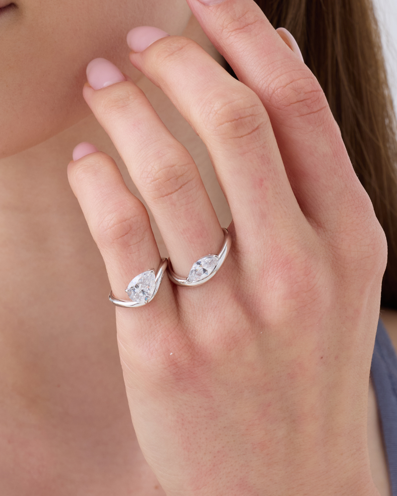 Bague marquise Allure – Co-création Diane Perreau – Argent 925 rhodié &amp; Zirconium - porté zoom