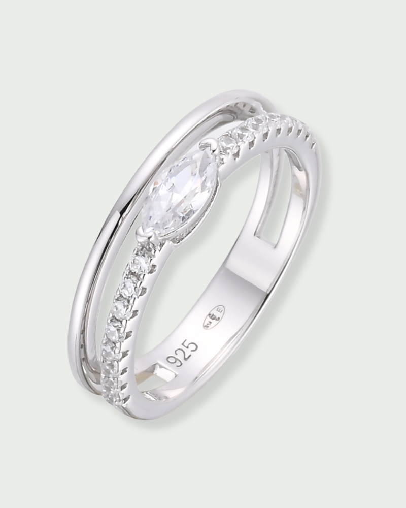 Bague marquise Mini – Co-création Diane Perreau – Argent 925 rhodié &amp; Zirconium
