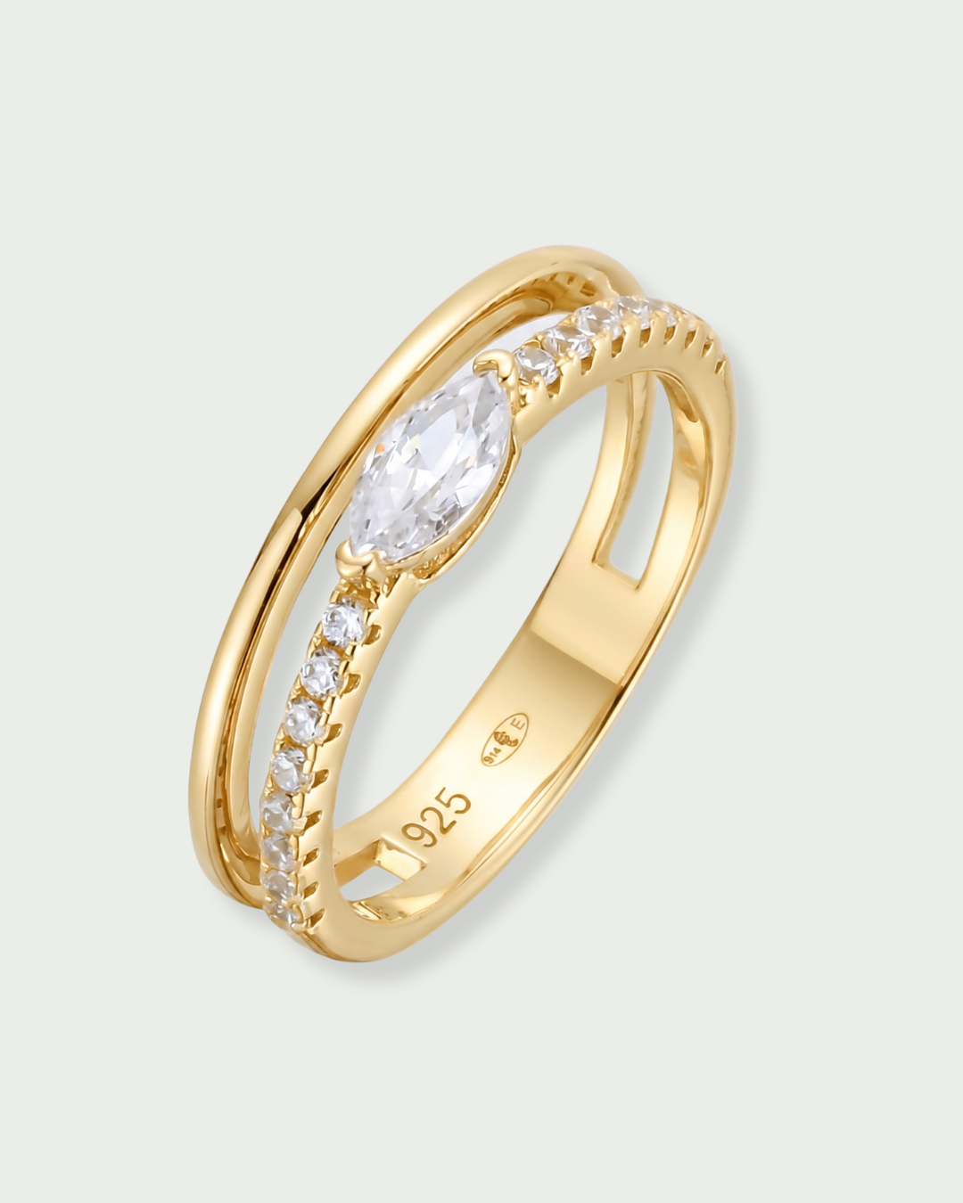 Bague marquise Mini – Co-création Diane Perreau – Argent 925 plaqué or 18 carats &amp; Zirconium