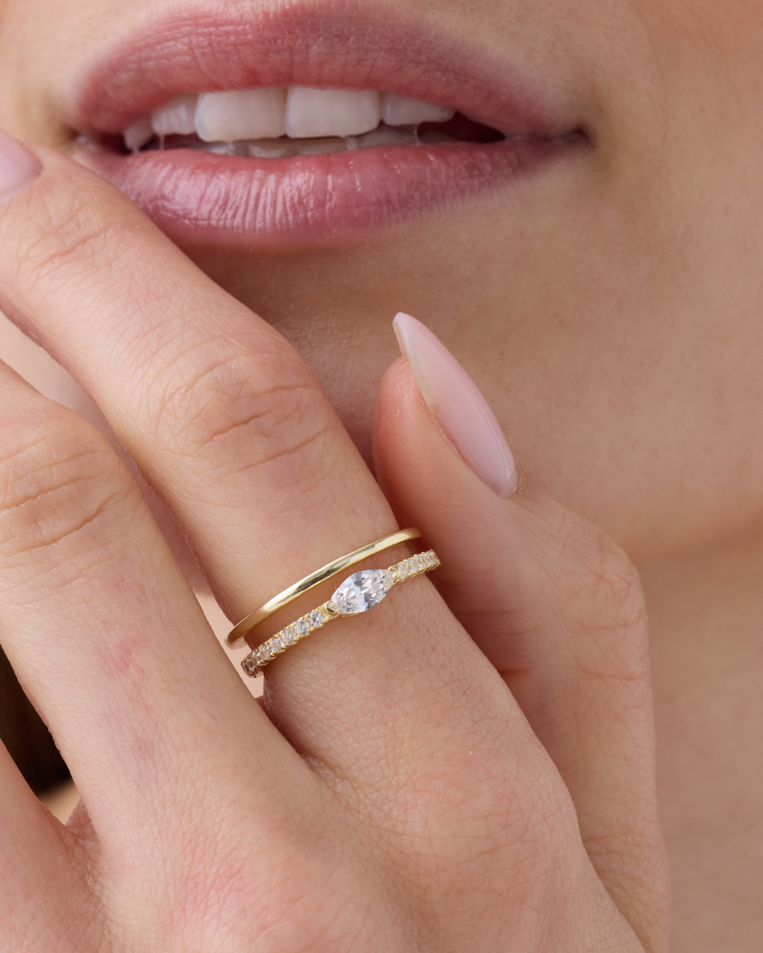 Bague marquise Mini – Co-création Diane Perreau – Argent 925 plaqué or 18 carats &amp; Zirconium