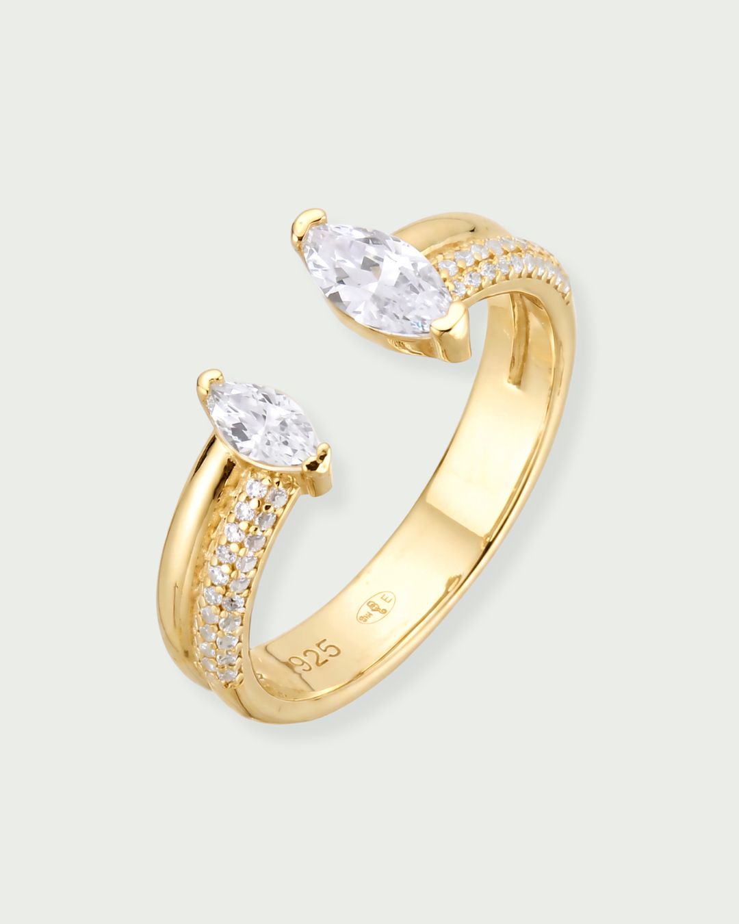 Bague Marquise Pinky GENA Jewelry en argent 925 doré et zircons