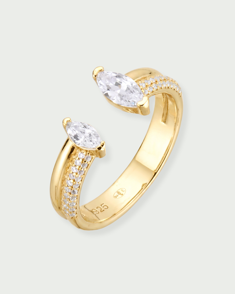 Bague Marquise Pinky GENA Jewelry en argent 925 doré et zircons