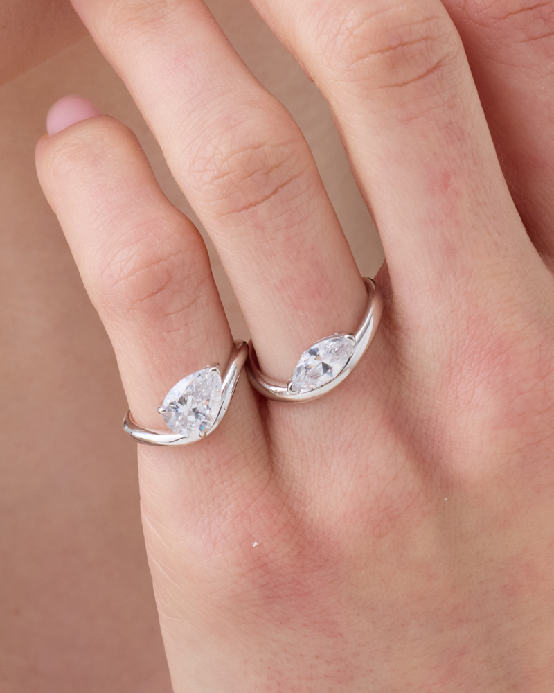 Bague poire Allure – Co-création Diane Perreau – Argent 925 rhodié & zirconium