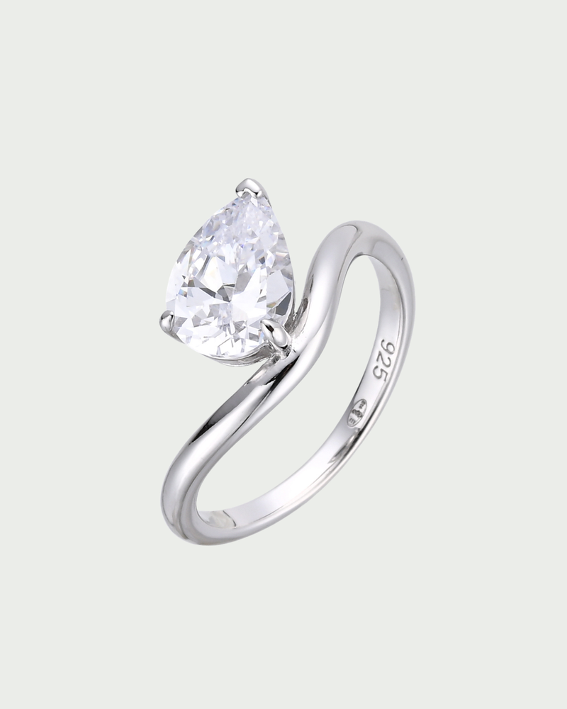 Bague poire Allure – Co-création Diane Perreau – Argent 925 rhodé &amp; Zirconium