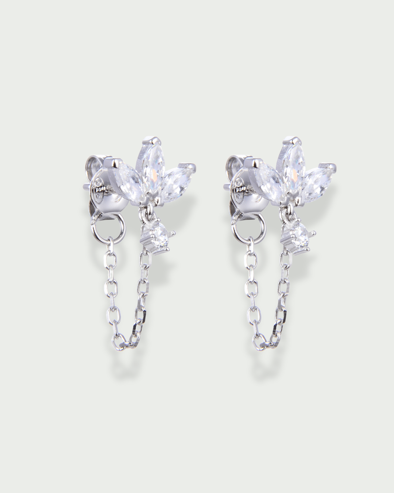 Boucles d'oreille 3 Marquises chaine - BLANC