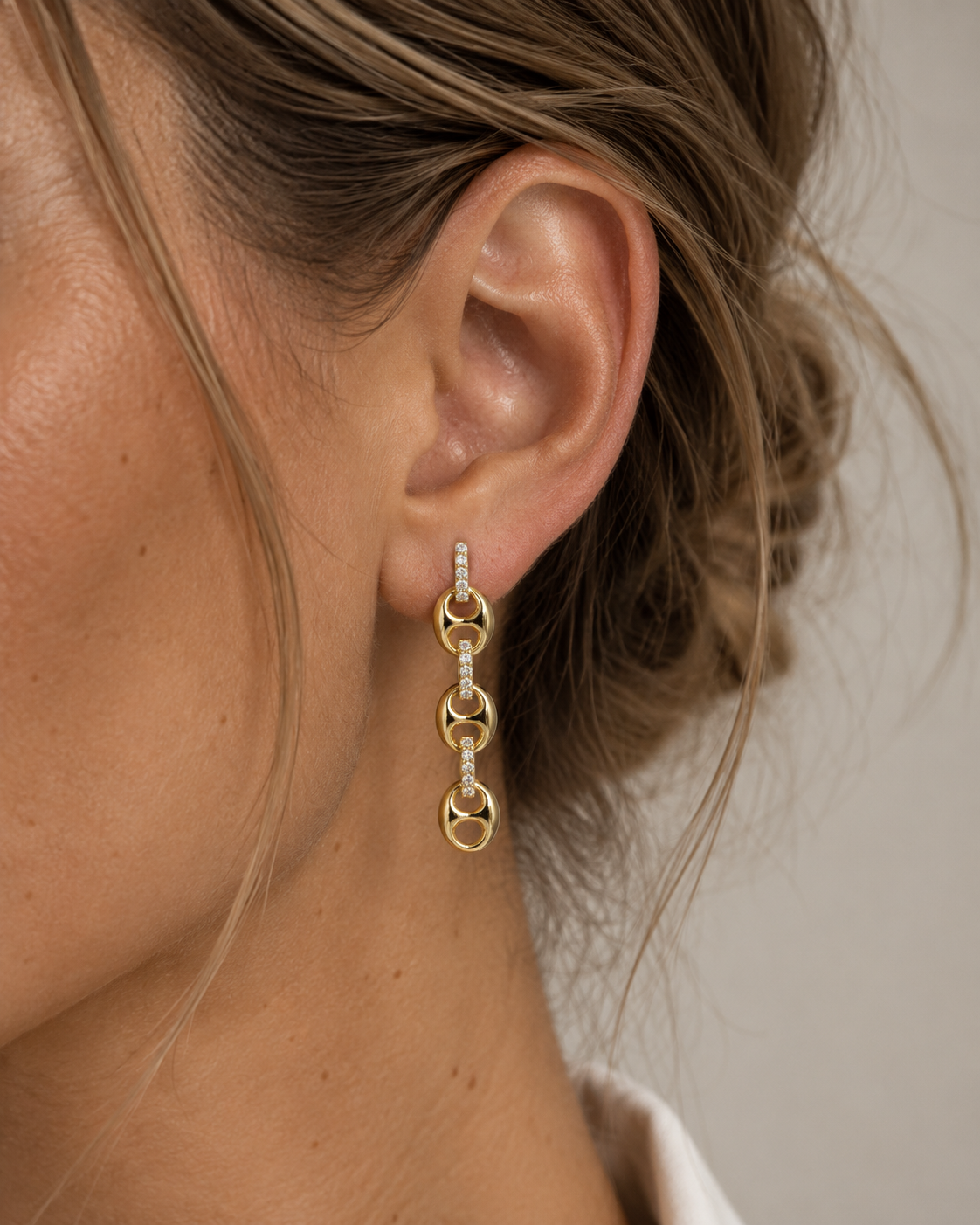 Boucles d'oreille Mini Chaine Marine - DORE