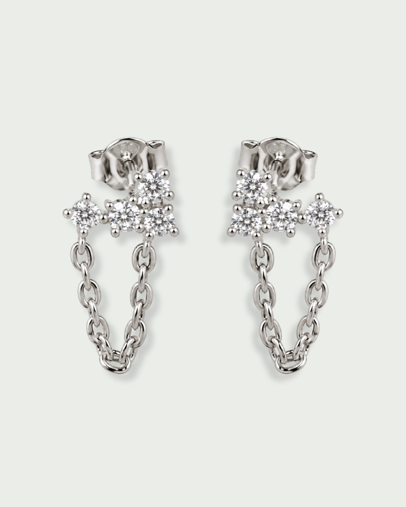Boucles d'oreille Mini Comète Chaine - BLANC