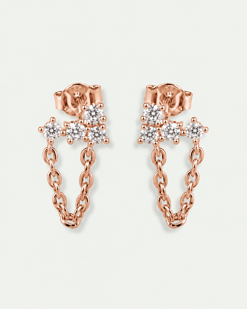 Boucles d'oreille Mini Comète Chaine - ROSE