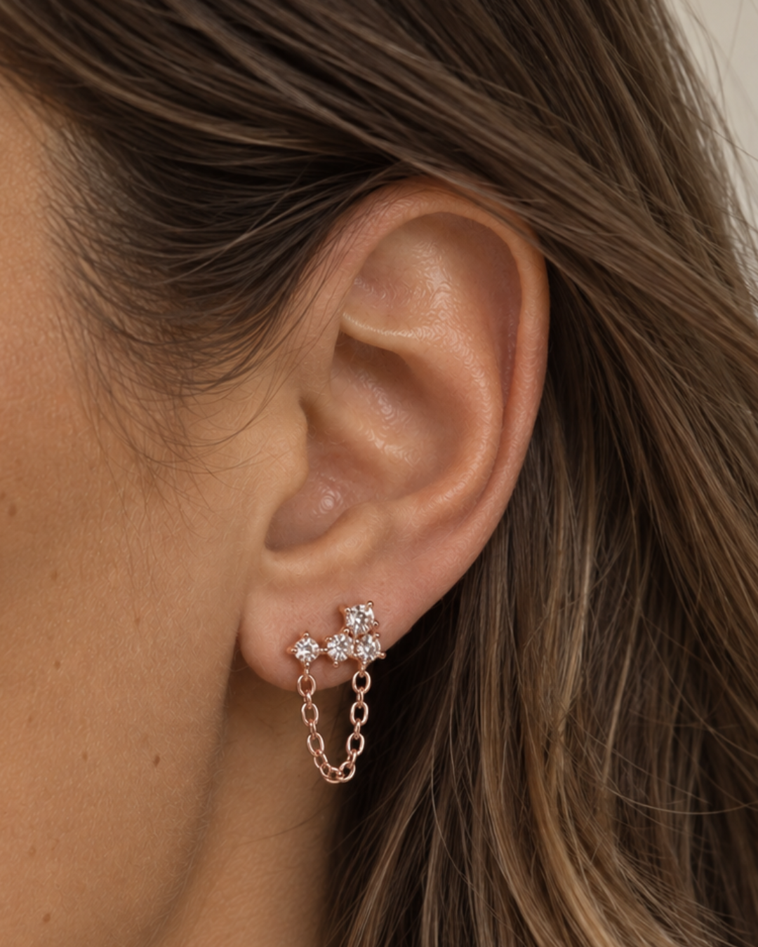 Boucles d'oreille Mini Comète Chaine - ROSE