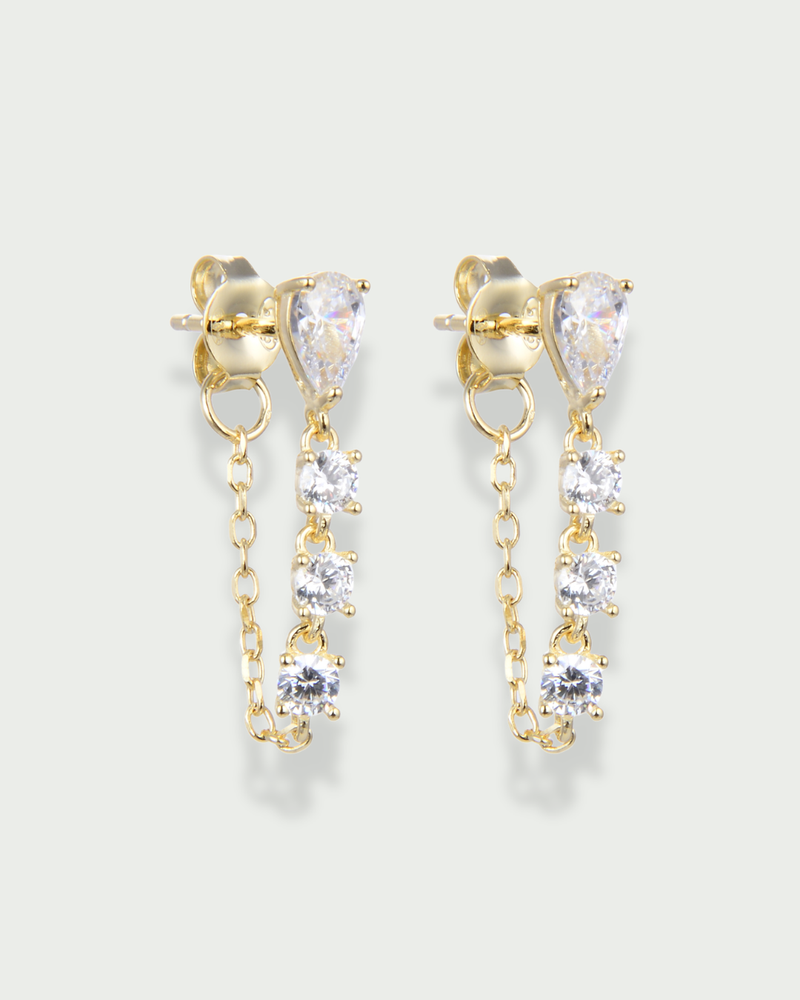 Boucles d'oreille Poire chaine - DORÉ