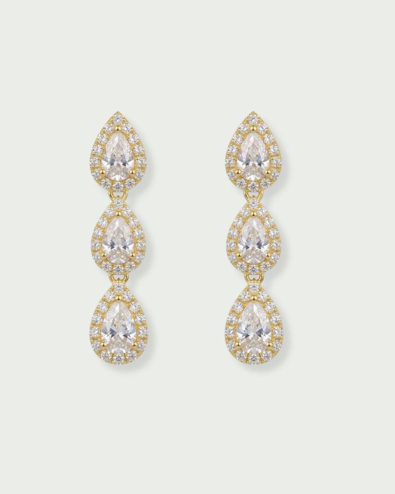 Boucles d'oreilles  3 poires infini Doré 