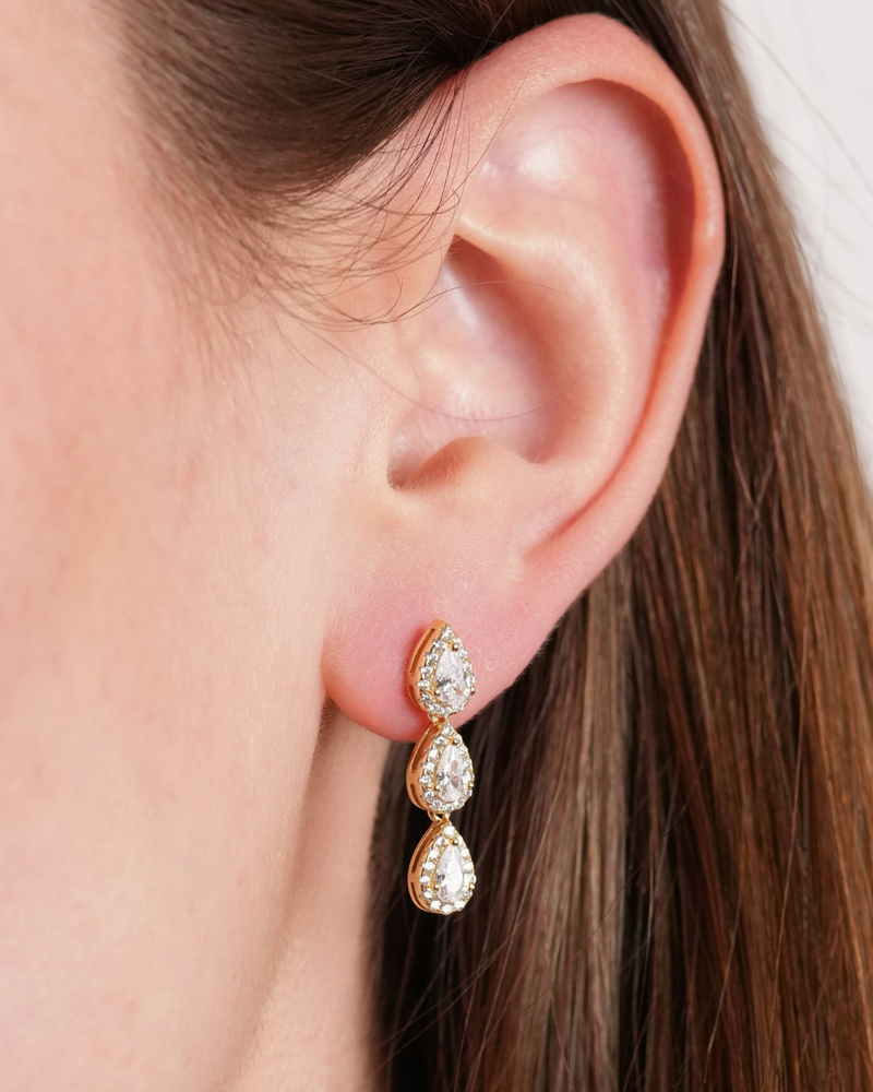 Boucles d'oreilles  3 poires infini Doré - Porté