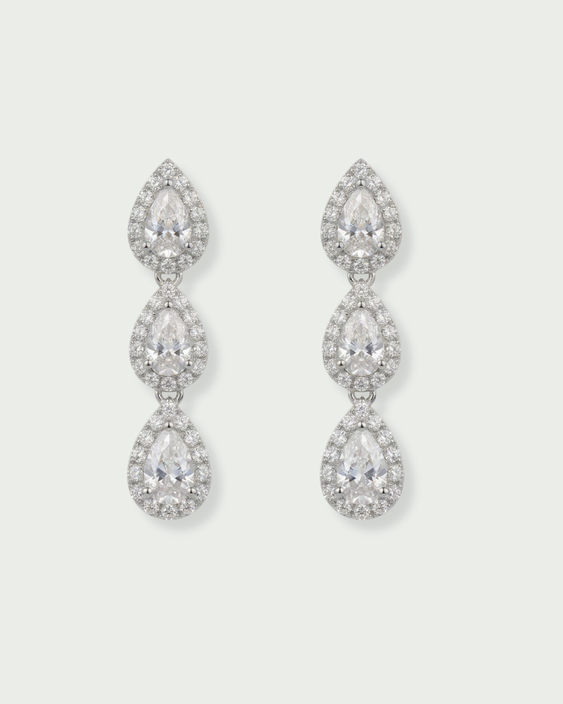 Boucles d'oreilles  3 poires infini blanc 
