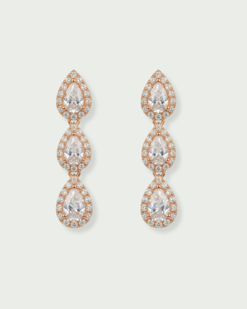 Boucles d'oreilles Rose  3 poires infini 