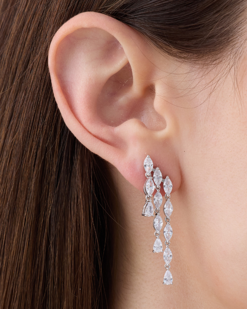 Boucles d’oreilles marquise Allure – Co-création Diane Perreau – Argent 925 rhodié &amp; Zirconium