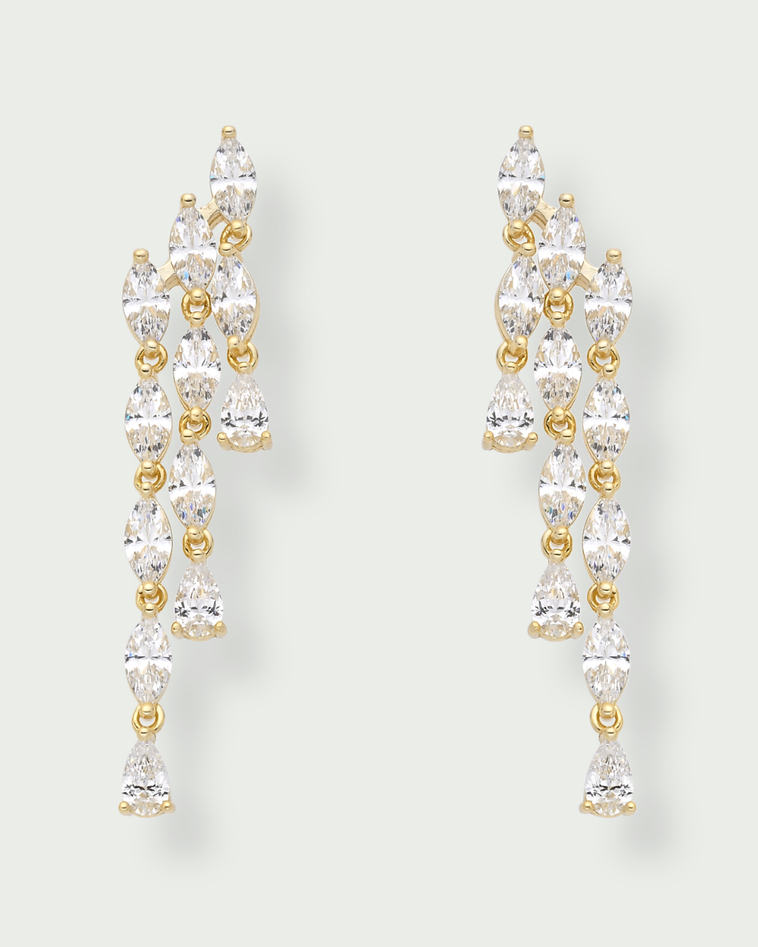Boucles d’oreilles marquise Allure – Co-création Diane Perreau – Argent 925 doré à l’or 18 carats &amp; Zirconium