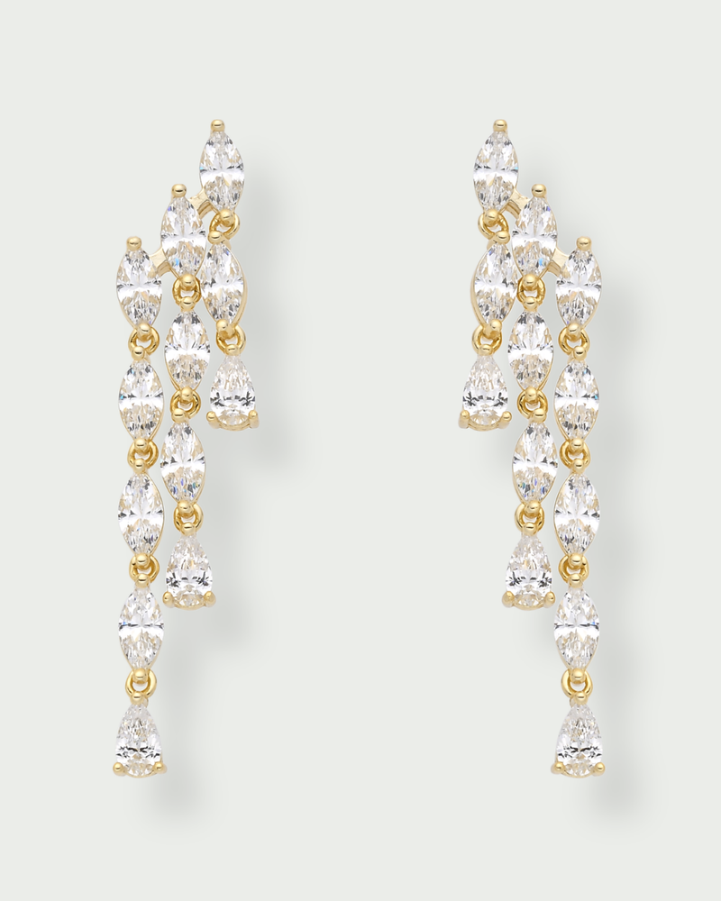Boucles d’oreilles marquise Allure – Co-création Diane Perreau – Argent 925 doré à l’or 18 carats &amp; Zirconium
