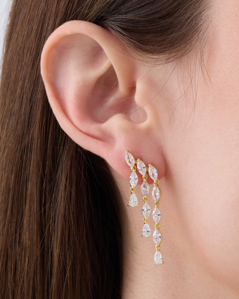 Boucles d’oreilles marquise Allure – Co-création Diane Perreau – Argent 925 doré à l’or 18 carats &amp; Zirconium