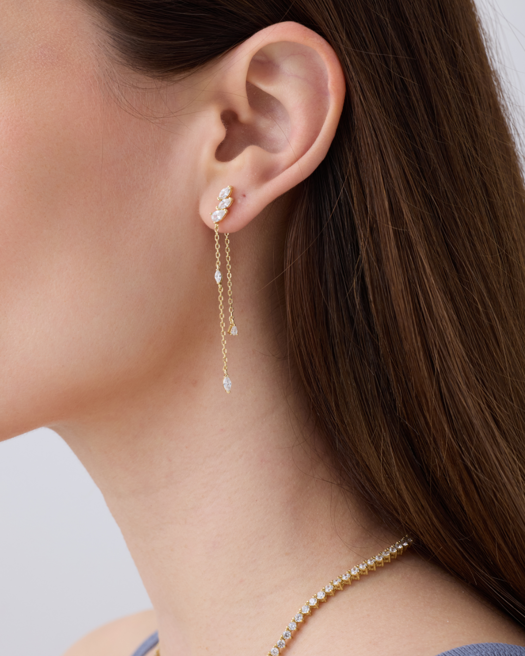 Boucles d’oreilles marquise Icon – Co-création Diane Perreau – Argent 925 rhodié &amp; Zirconium