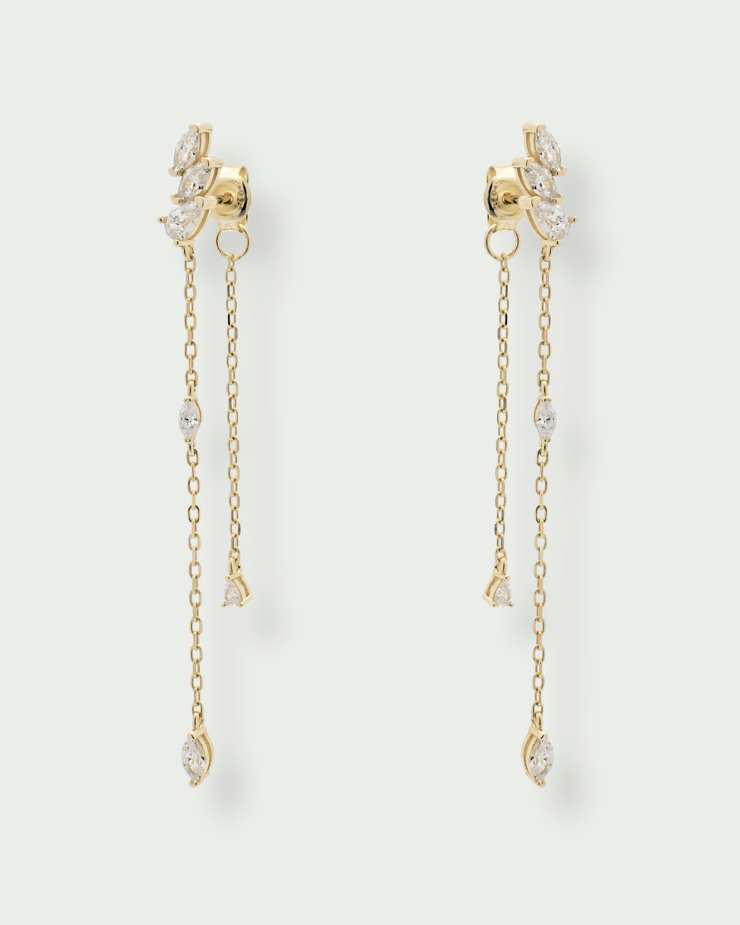 Boucles d’oreilles marquise Icon – Co-création Diane Perreau – Argent 925 doré à l’or 18 carats &amp; Zirconium