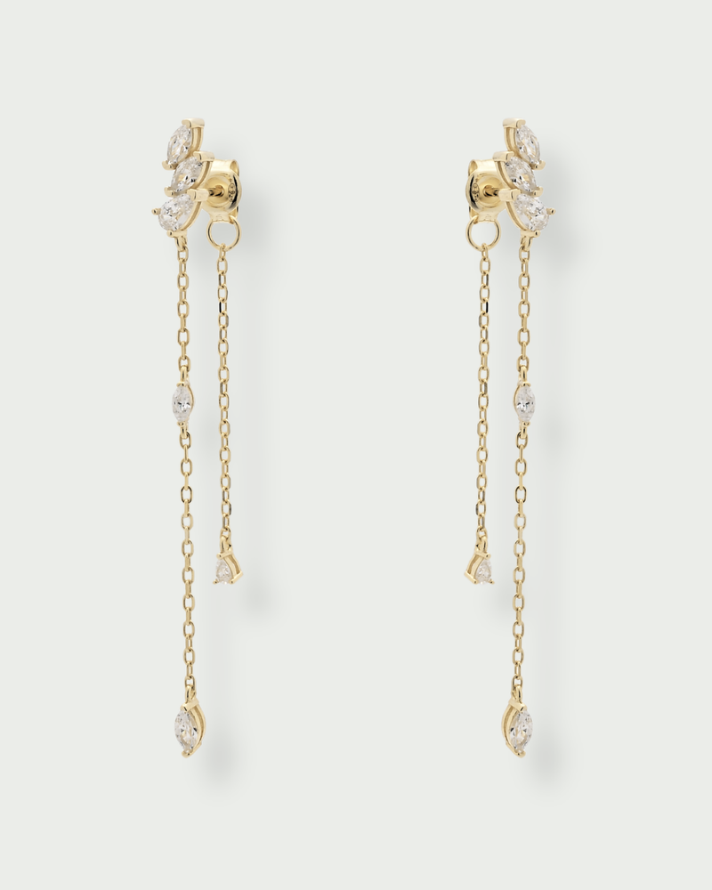 Boucles d’oreilles marquise Icon – Co-création Diane Perreau – Argent 925 doré à l’or 18 carats &amp; Zirconium